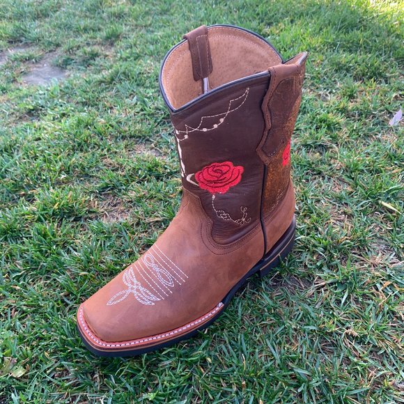 WOMEN'S WESTERN RODEO COWGIRL BOOTS GENUINE LEATHER TAN BOTA DAMA VAQUERA 706 - Picture 2 of 7